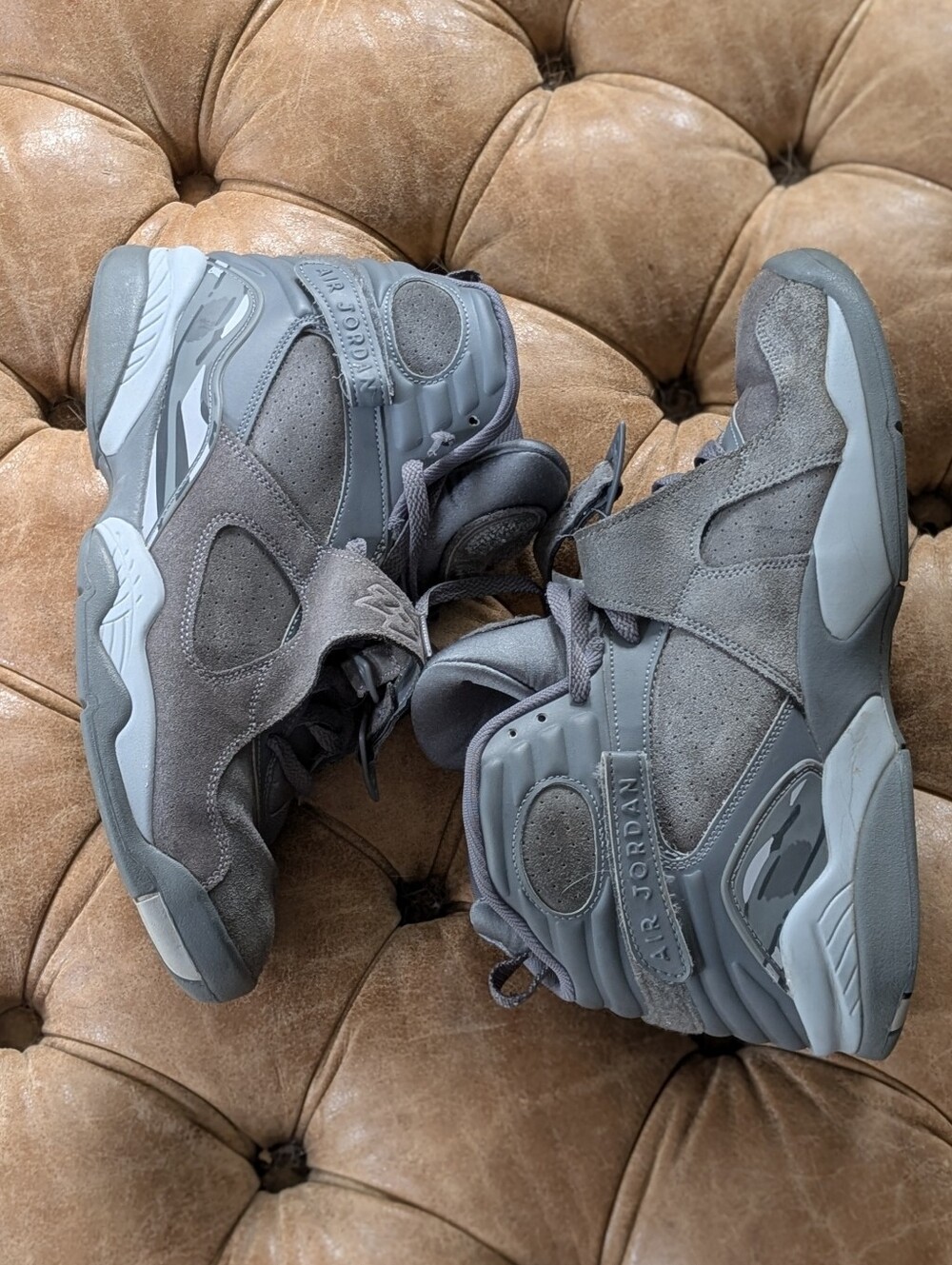 Nike Air Jordan 8 Retro Cool Grey Men's Size 11 Wolf Suede Straps